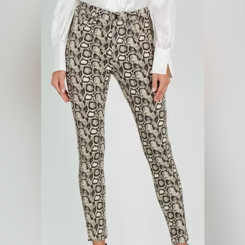 Good American Snake Print Skinny Jeans - Black and Cream